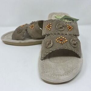 Earth Shoe Missouri Womens Size 9 Gelron 2000 Suede Bead Slide Sandals Western